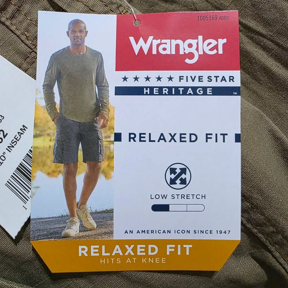 Wrangler Ripstop Cargo Stretch Shorts Tech Relaxed Fit Men's Sizes 32-48 Brown